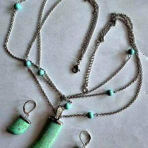Chic Turquoise Horn Necklace Set